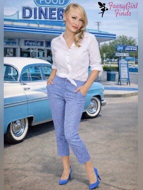 MICHAEL Michael Kors Blue Gingham Cropped Pants